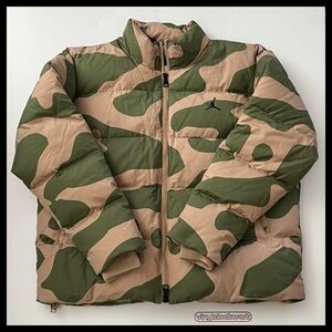 Nike Air Jordan Camo Down Puffer Jacket Mens XXL-T 2XL-Tall Tan Olive FB6988-200